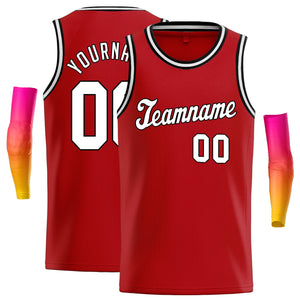 Maillot de basket-ball de jeu de sport, haut classique personnalisé rouge blanc-noir