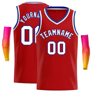 Maillot de basket-ball décontracté pour hommes, haut classique rouge blanc-Royal personnalisé