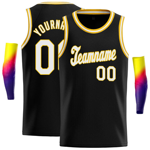 Custom Black White-Yellow Classic Tops Sport Game Basketball Jersey