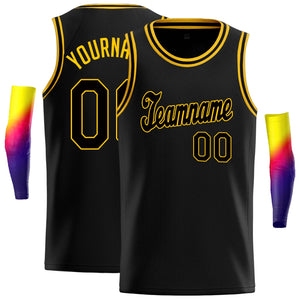 Maillot de basket-ball de jeu de Sport, haut classique personnalisé noir noir-jaune