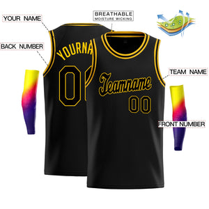 Maillot de basket-ball de jeu de Sport, haut classique personnalisé noir noir-jaune