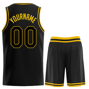 Custom Black Yellow Classic Sets Basketball Jersey