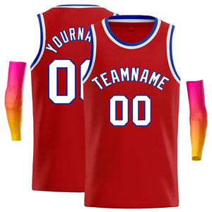 Maillot de basket-ball décontracté, haut classique rouge blanc-Royal personnalisé