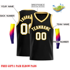 Custom Black White-Yellow Classic Tops Men Casual Basketball Jersey