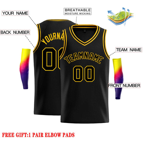 Custom Black Black-Yellow Classic Tops Men Casual Basketball Jersey