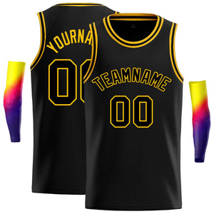 Maillot de basket-ball décontracté, personnalisé, noir, noir et jaune, hauts classiques