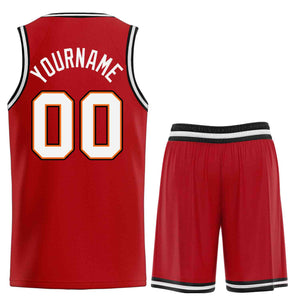 Custom Red White-Orange Classic Sets Curved Basketball Jersey