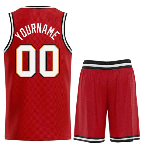 Custom Red White-Orange Classic Sets Curved Basketball Jersey
