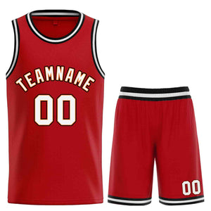 Custom Red White-Orange Classic Sets Curved Basketball Jersey