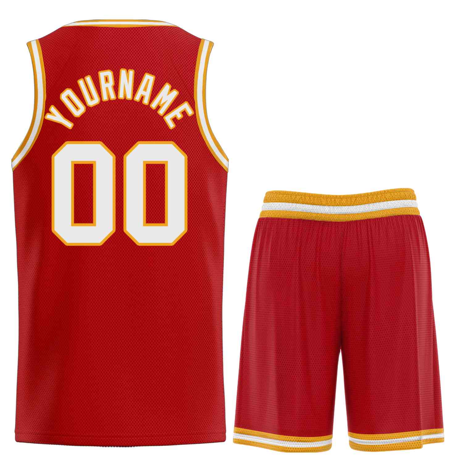 Maillot de basket-ball incurvé personnalisé rouge blanc-classique