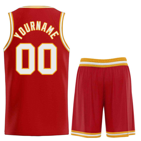 Custom Red White-Classic Sets Curved Basketball Jersey
