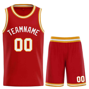 Maillot de basket-ball incurvé personnalisé rouge blanc-classique