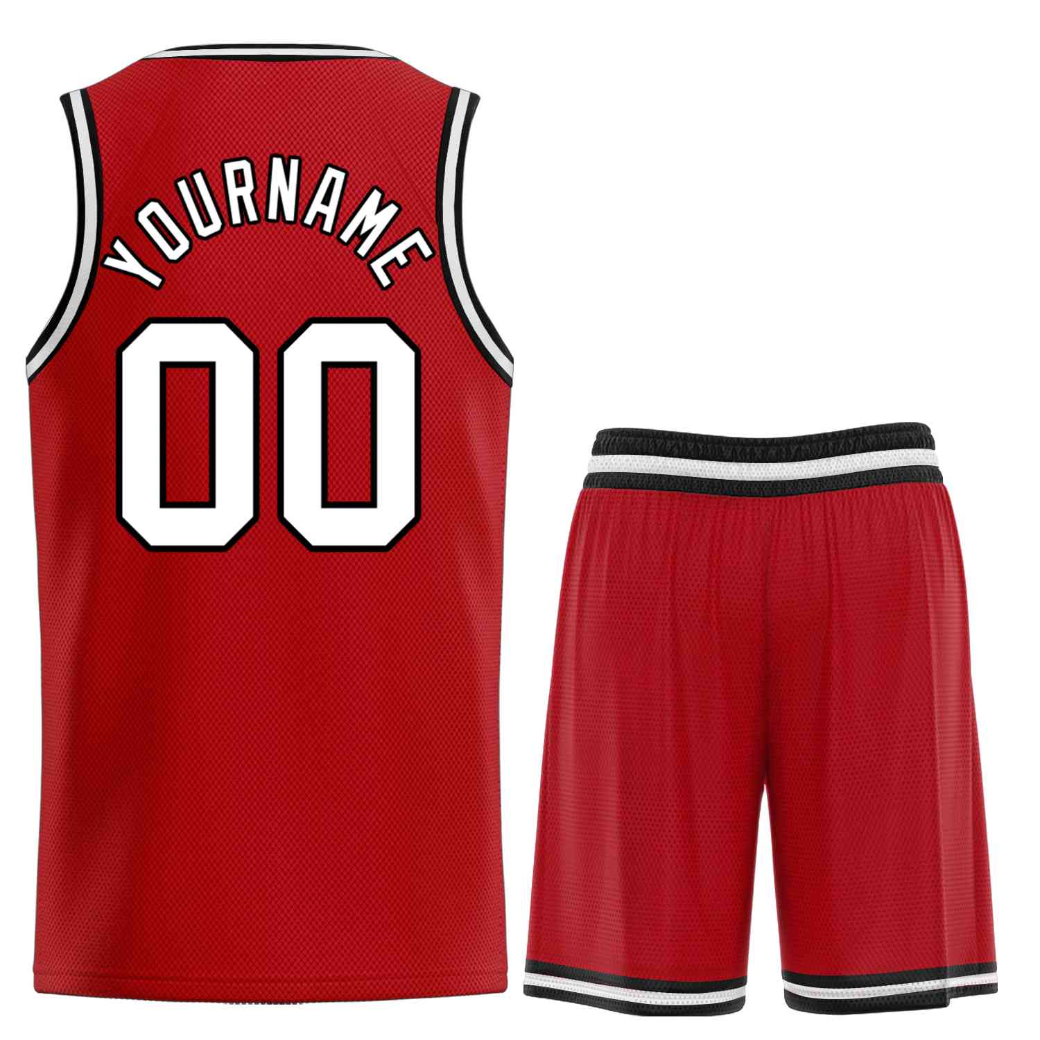 Maillot de basket-ball incurvé personnalisé, ensembles classiques rouge blanc-noir