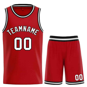 Maillot de basket-ball incurvé personnalisé, ensembles classiques rouge blanc-noir