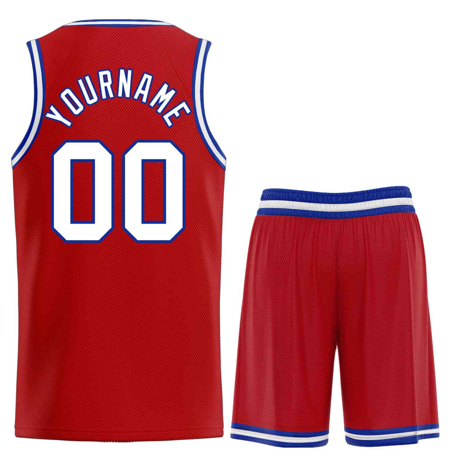 Custom Red White-Royal Classic Sets Curved Basketball Jersey