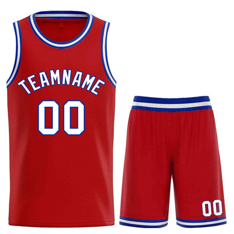 Custom Red White-Royal Classic Sets Curved Basketball Jersey