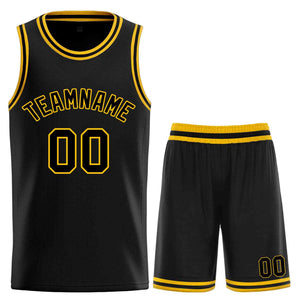 Maillot de basket-ball incurvé personnalisé noir jaune-classique