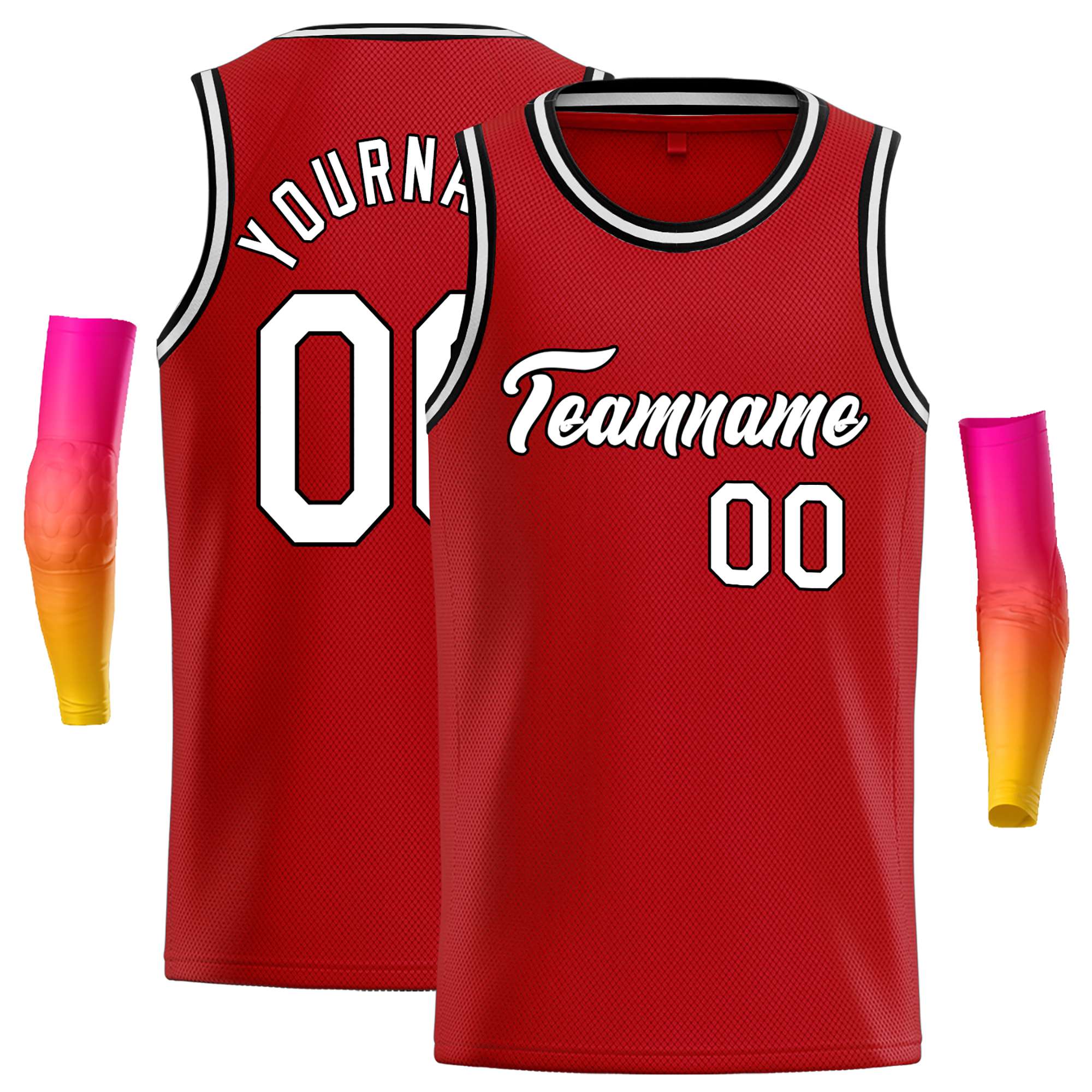 Maillot de basket-ball décontracté, haut classique rouge blanc-noir personnalisé