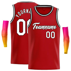 Custom Red White-Black Classic Tops Casual Basketball Jersey