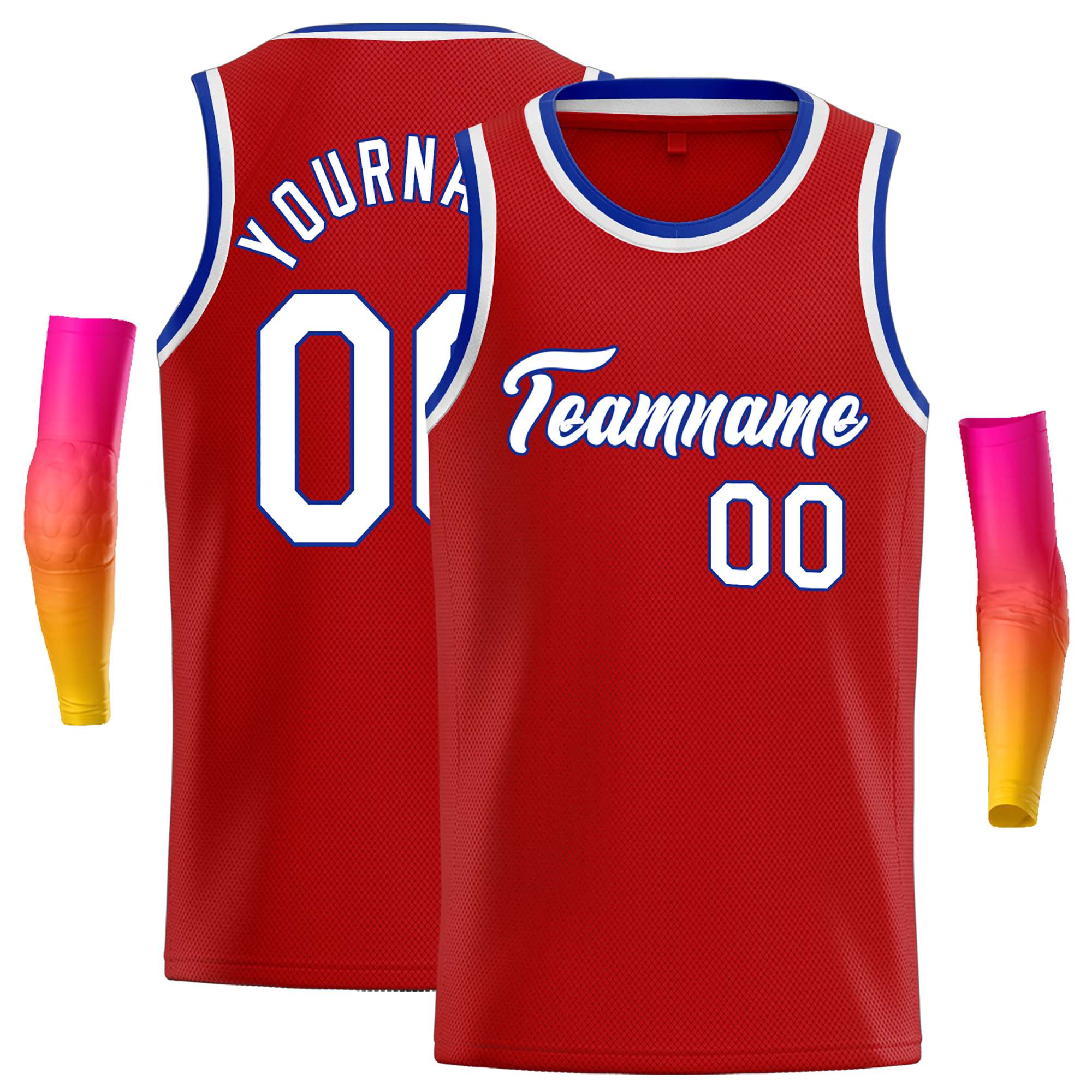 Maillot de basket-ball décontracté, haut classique rouge blanc-Royal personnalisé