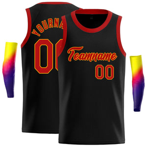 Maillot de basket-ball décontracté, haut classique personnalisé noir rouge-jaune