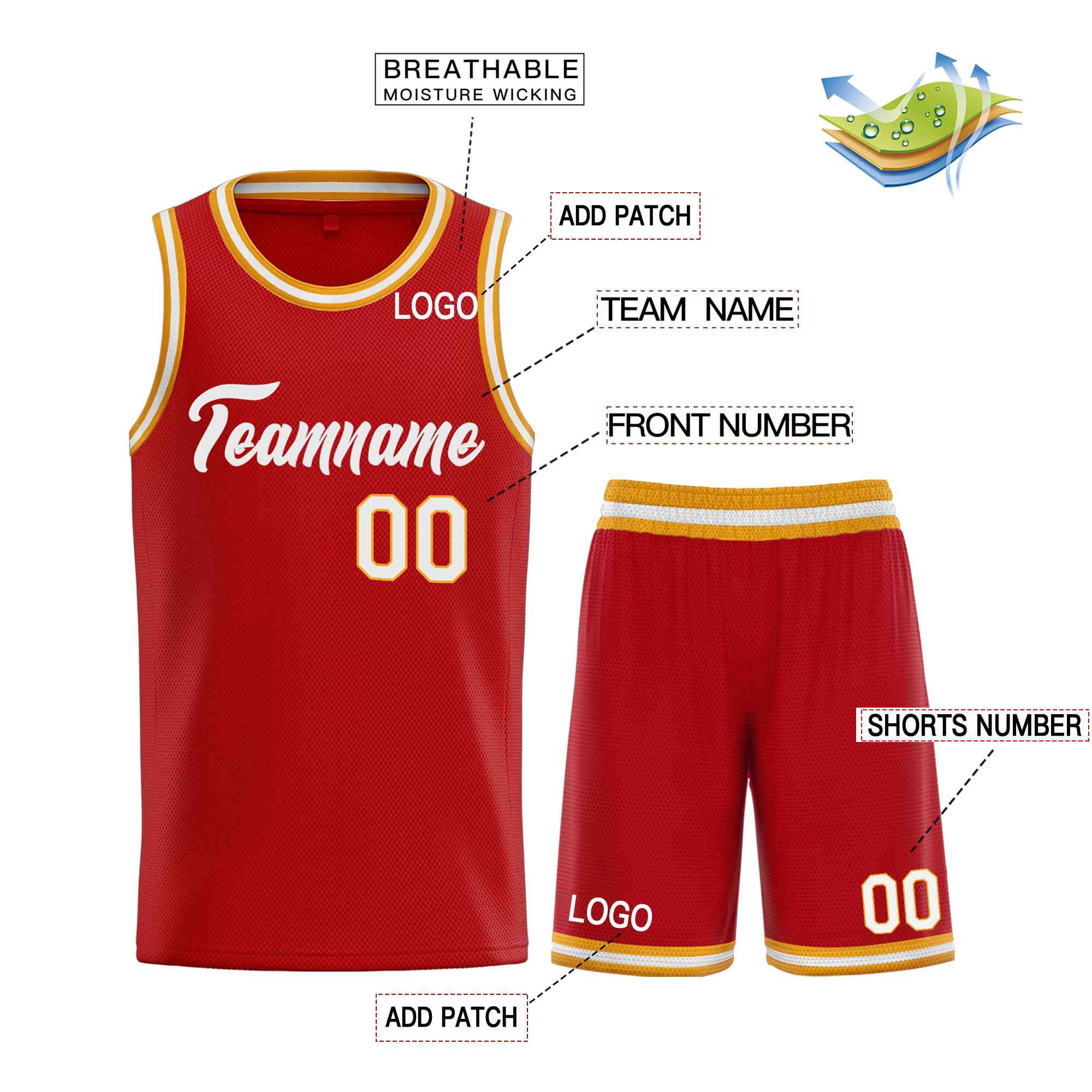 Custom Red WhiteHeal Sports Uniform Classic Sets Basketball Jersey