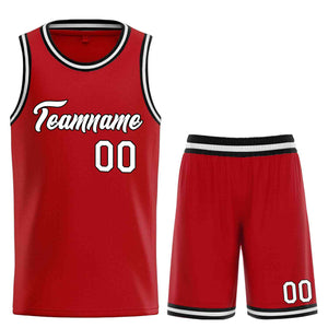 Uniforme de sport de guérison personnalisé rouge blanc-noir, ensembles classiques, maillot de basket-ball