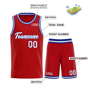 Uniforme de sport personnalisé rouge blanc-Royal Heal, ensembles classiques, maillot de basket-ball