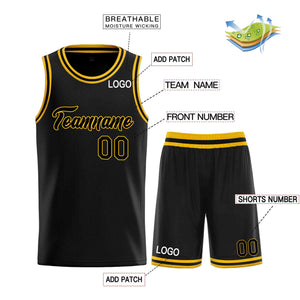 Custom Black Yellow Heal Sports Uniform Classic Sets Basketball Jersey