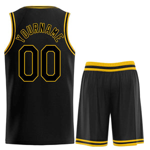 Custom Black Yellow Heal Sports Uniform Classic Sets Basketball Jersey