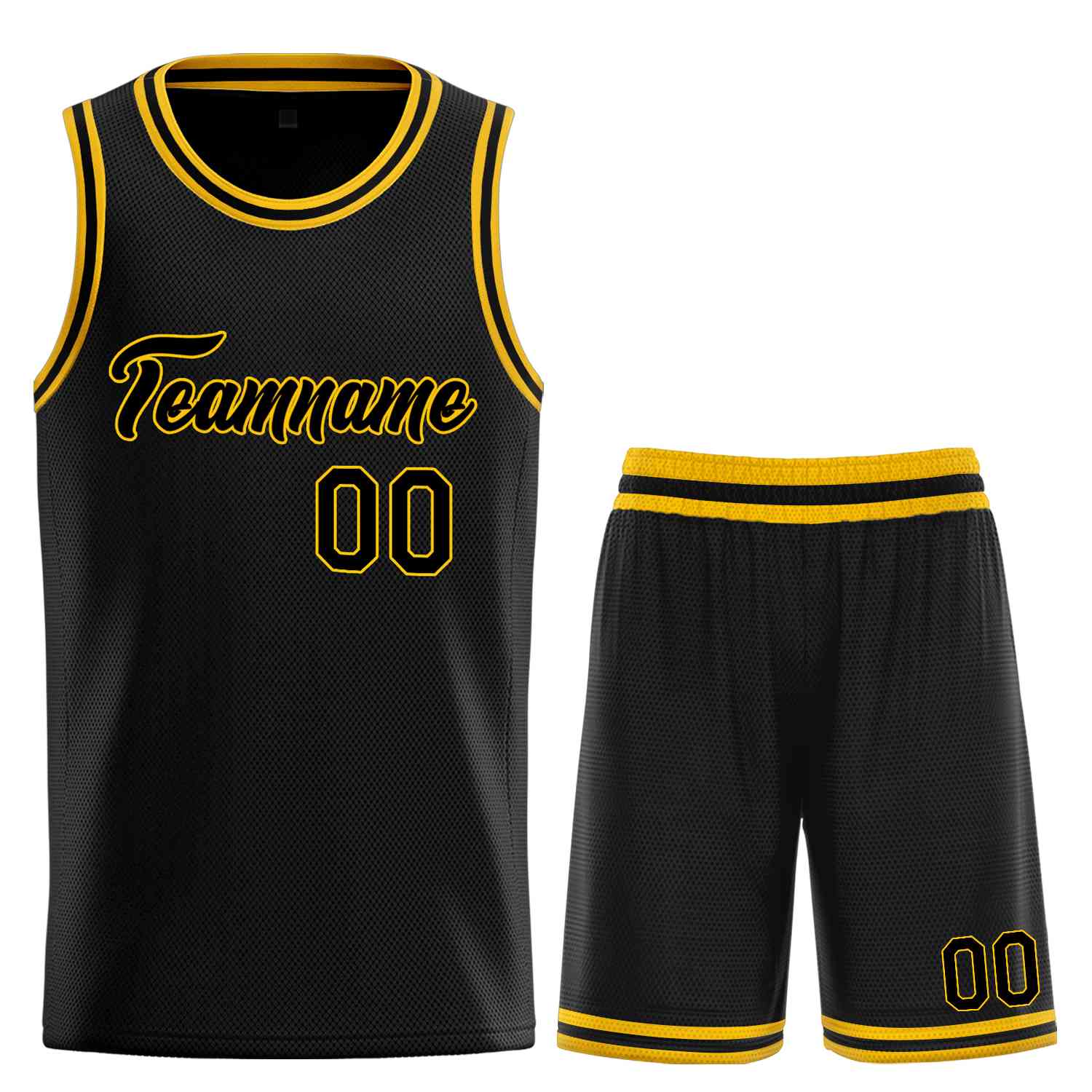 Le classique uniforme de sport de guérison jaune noir personnalisé définit le maillot de basket-ball