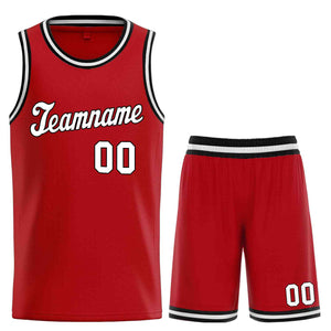 Maillot de basket-ball uniforme de sport, ensembles classiques rouge blanc-noir personnalisés