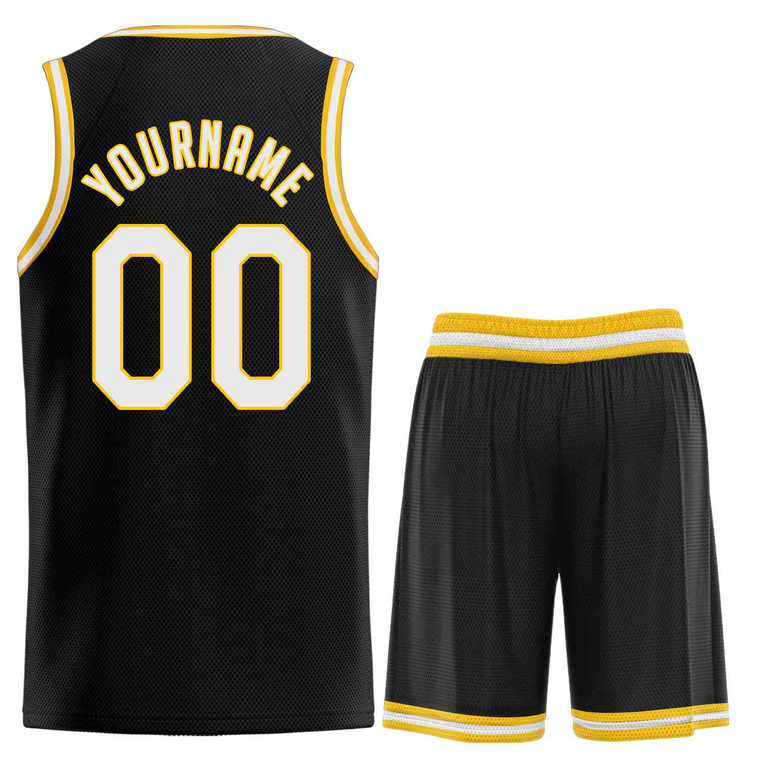 Ensembles classiques personnalisés noir blanc-jaune, maillot de basket-ball uniforme de sport