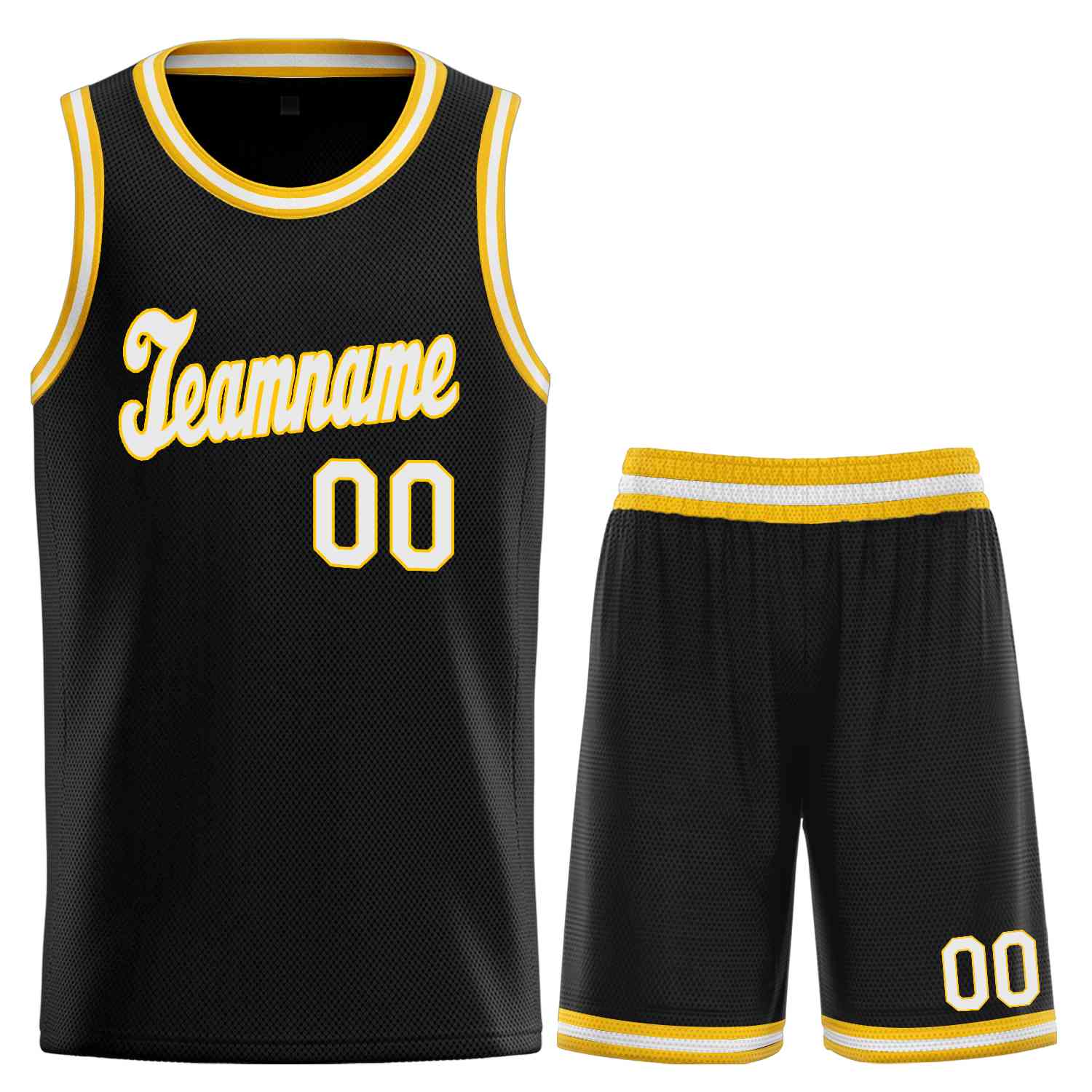 Ensembles classiques personnalisés noir blanc-jaune, maillot de basket-ball uniforme de sport