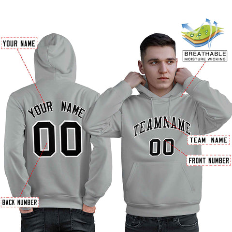 Custom Gray Black-White Classic Style Personalized Sport Pullover Hoodie