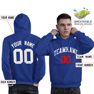 Custom Royal White-Red Classic Style Personalized Sport Pullover Hoodie