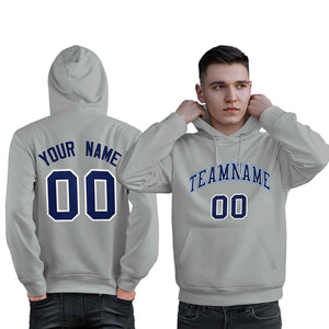 Custom Gray Light Blue-Navy Classic Style Personalized Sport Pullover Hoodie