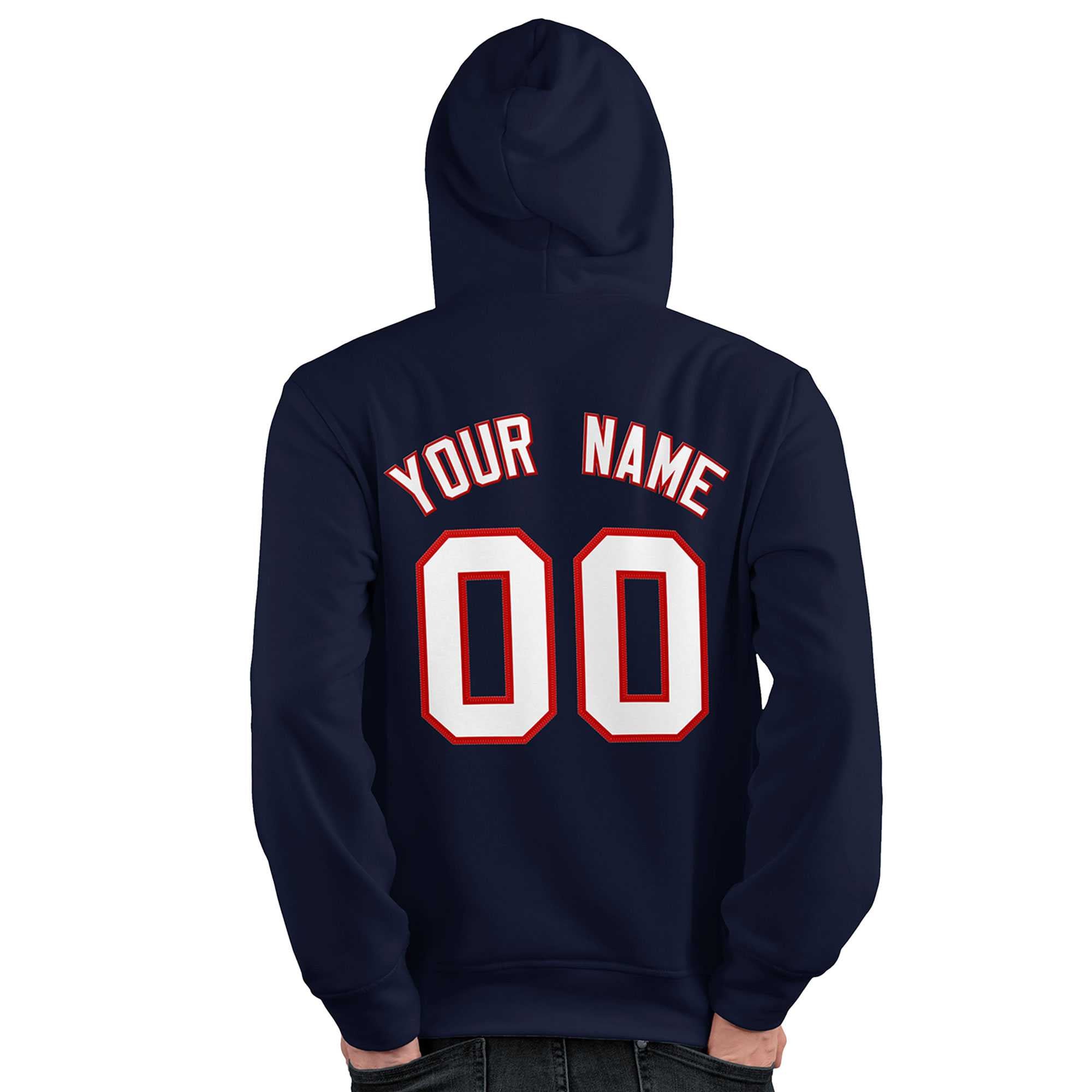 Custom Navy Red-White Classic Style Personalized Sport Pullover Hoodie