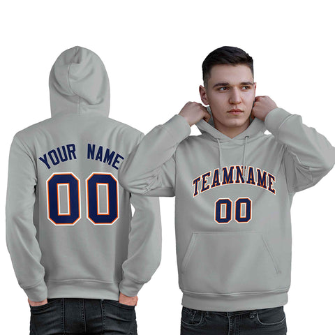 Custom Gray Royal-Orange Classic Style Personalized Sport Pullover Hoodie