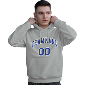 Custom Gray Royal-White Classic Style Personalized Sport Pullover Hoodie