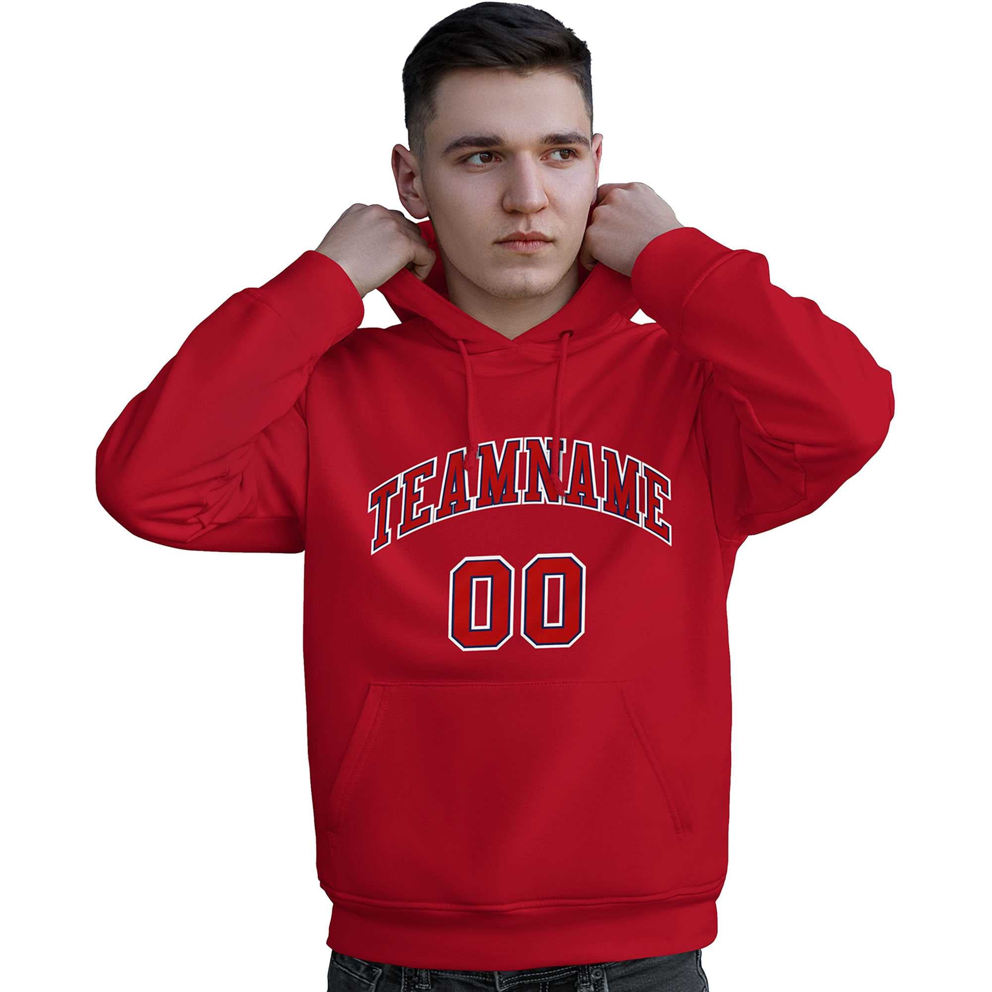 Custom Red Royal-White Classic Style Personalized Sport Pullover Hoodie