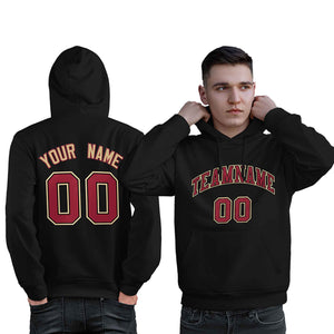 Custom Black Old Gold-Cardinal Classic Style Personalized Sport Pullover Hoodie