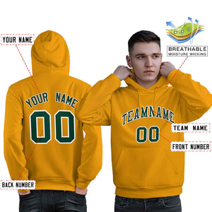 Custom Gold Kelly Green-White Classic Style Personalized Sport Pullover Hoodie