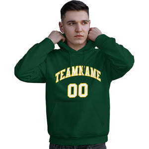 Custom Kelly Green White-Gold Classic Style Personalized Sport Pullover Hoodie