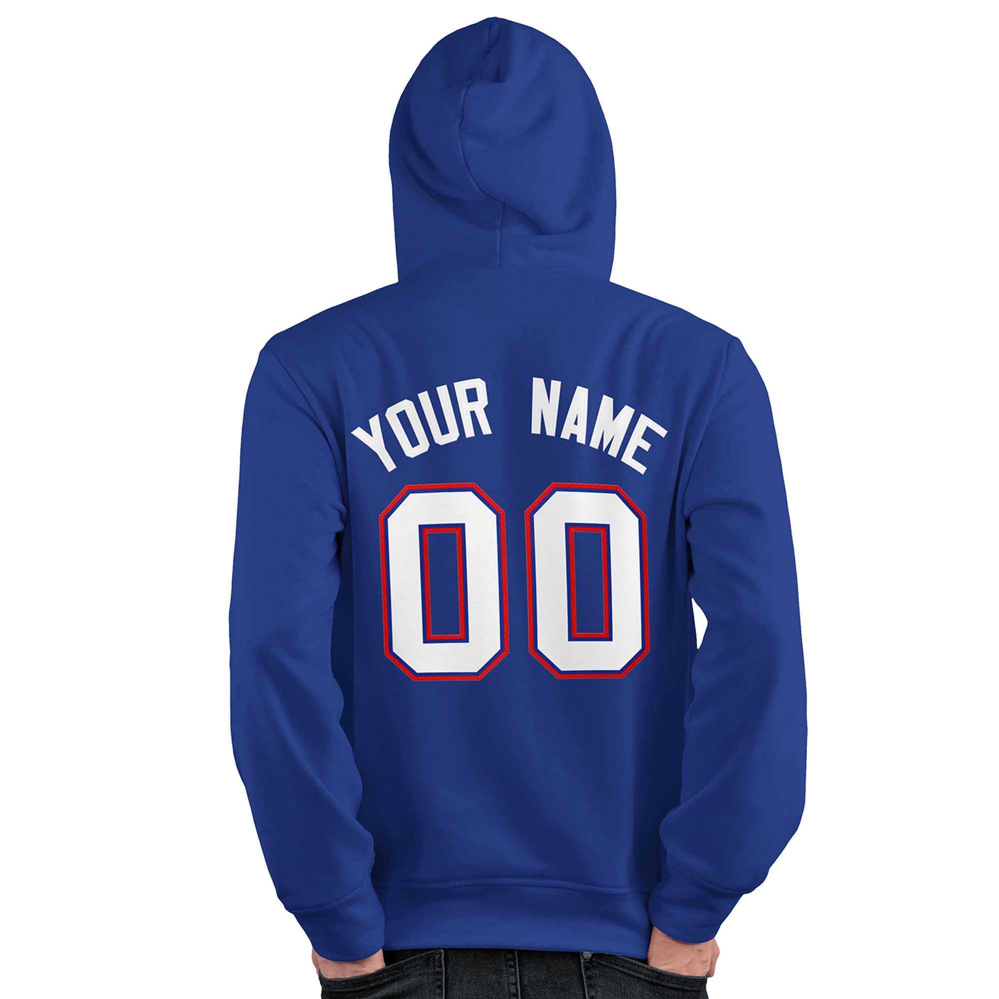 Custom Royal White-Red Classic Style Personalized Sport Pullover Hoodie