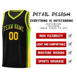 Custom Black Neon Green-Gold Gradient Fashion Sports Uniform Basketball Jersey