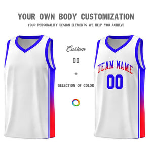 Custom White Red-Navy Gradient Fashion Sports Uniform Basketball Jersey