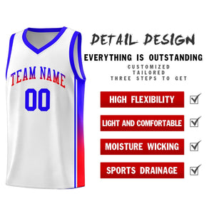 Custom White Red-Navy Gradient Fashion Sports Uniform Basketball Jersey