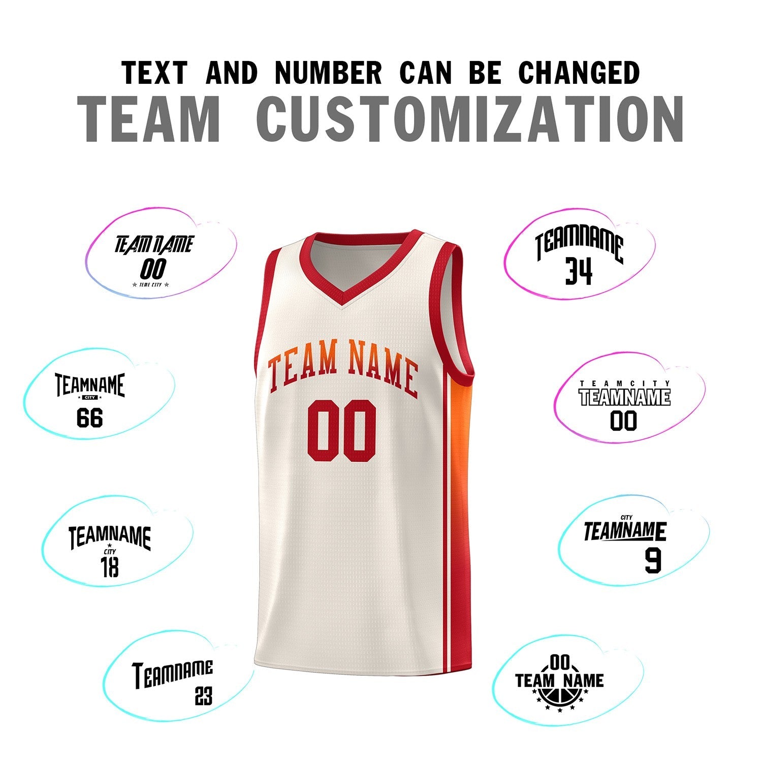 Custom Khaki Orange-Red Gradient Fashion Sports Uniform Basketball Jersey