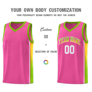 Custom Pink Neon Green-Gold Gradient Fashion Sports Uniform Basketball Jersey